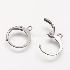 316サージカルステンレススチールフレンチフックピアス金具  カン付き  24KGP本金メッキ  14.5x12x2mm  穴：1mm  ピン：0.5x0.7mm&nbsp;STAS-F041-47-P