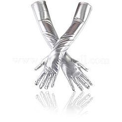 合成皮革のロング手袋  女性用コスチュームコスプレ用メタリックグローブ  銀  560x100x2.5mm&nbsp;AJEW-WH20018-115B