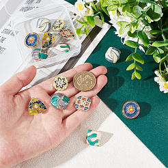 14Pcs 7 Style 1-Hole Zinc Alloy Enamel Shank Buttons&nbsp;BUTT-PH0001-18