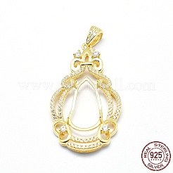 925 Sterling Silver Pendant Cabochon Open Back Settings&nbsp;STER-P044-02G