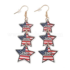USA 250th Anniversary Star Shape Acrylic & Iron Alloy Dangle Earrings&nbsp;AC-CBA5A8B-01G
