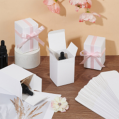 エッセンシャルオイルギフト用のクラフト紙梱包箱  長方形  ホワイト  5x5x8cm&nbsp;CON-WH0107-59B-03