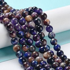 天然レインボータイガーアイビーズ連売り  染め  ラウンド  ブルー  6mm  穴：1mm  約62~63個/連  15.20''~15.59''（38.6~39.6センチメートル）&nbsp;G-NH0002-A01-A03