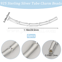 スターリングシルバーチューブビーズ6個  竹  銀  29.5x2mm  穴：1.2mm&nbsp;STER-BBC0007-47B