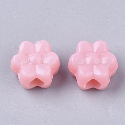 オペークアクリルヨーロピアンビーズ  大穴ビーズ  花  ミックスカラー  12x7mm  穴：4mm  約1100個/500g&nbsp;MACR-N008-03