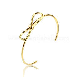 女性用304ステンレススチールカフバングル  蝶結び  18KGP本金メッキ&nbsp;LC9962-2