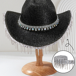 合金と樹脂のタッセルリボン  衣類用アクセサリー  ギフトデコレーション  プラチナ  1-7/8インチ（46.5mm）  2 ヤード/連&nbsp;OCOR-WH0105-004P