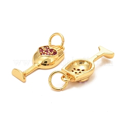 Brass Micro Pave Fuchsia Cubic Zirconia Pendants&nbsp;ZIRC-P086-10G