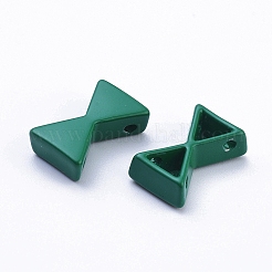 スプレー塗装合金マルチ連リンク  タイル弾性ブレスレット作り用  蝶結び  濃い緑  13x8x3.5mm  穴：1mm&nbsp;PALLOY-G268-K-037