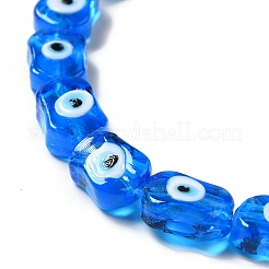 手作りナザールボンジュウランプワークビーズ連売り  オーバル  藤紫色  13~14x9.5~10x5~6mm  穴：1.4mm  約28個/連  14.88インチ（37.8cm）&nbsp;LAMP-G154-02B
