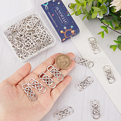 チベットスタイルの合金コネクターチャーム50個。  ノットリンク  カドミウムフリー＆鉛フリー  アンティークシルバー  32x12.5x2mm  穴：9x5mm  50pc&nbsp;TIBE-SC0004-57