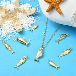 8個4スタイル真鍮ペンダント  丸カン付き  魚のチャーム  ゴールドカラー  17.5~26x7~8x3~7mm  穴：3.5mm  2個/スタイル&nbsp;KK-CJ0004-31