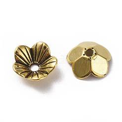 合金ビーズキャップ  カドミウムフリー＆ニッケルフリー＆鉛フリー  花  アンティーク黄金  10x10x3mm  穴：1.5mm&nbsp;X-PALLOY-2357-AG-FF