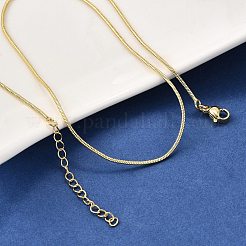 1mm 真鍮ラウンドスネークチェーンネックレス  鉛フリー＆カドミウムフリー  長持ちメッキ  ラックめっき  18KGP本金メッキ  17.72インチ（45cm）&nbsp;NJEW-M108-35G