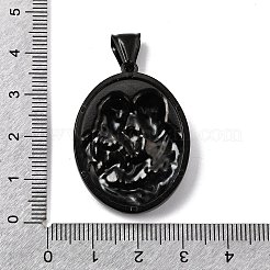 304ステンレスペンダント  イオンプレーティング（ip）  宗教的な楕円  ブラック  36x26.5x4.5~7mm  穴：4x9mm&nbsp;STAS-I370-03EB-13