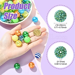 50個12スタイルのラウンドABSプラスチック模造パールビーズとアクリルビーズ  ラウンド  ミックスカラー  18~20mm  穴：2~3mm&nbsp;DIY-CJ0003-28