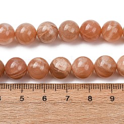 天然石サンストーンビーズ連売り  グレードA +  ラウンド  10mm  穴：0.9mm  約25個/連  14.96''（38センチメートル）&nbsp;G-N327-01C-03-01