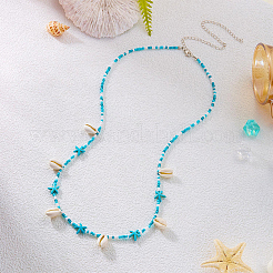 Natural Cowrie Shell & Synthetic Turquoise and Glass Seed Beaded Bohemian Waist Chains for Women&nbsp;AJEW-CP0011-34