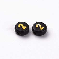 不透明な黒のアクリルビーズ  ライン入り  ゴールデンナンバーのフラットラウンド  ブラック  7x3.5mm  穴：1.2mm  約4000個/500g&nbsp;MACR-T038-15