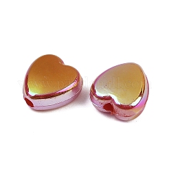 ABSプラスチックビーズ2631個  ハート  ABカラーメッキ  暗赤色  9x9x4.5mm  穴：1.6mm&nbsp;KY-H009-01D