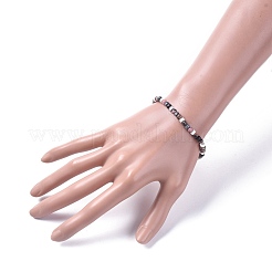Natural Rhodonite & Howlite & Snowflake Obsidian Beads Stretch Bracelets&nbsp;BJEW-JB04697-03