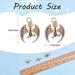 6Pcs 6 Style Rack Plating Brass Micro Pave Colorful Cubic Zirconia Pendants&nbsp;ZIRC-SZ0004-85