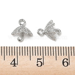 真鍮マイクロパヴェクリアキュービックジルコニアチャーム  傘のチャーム  プラチナ  10x8.5x4mm  穴：1.4mm&nbsp;KK-P355-05P