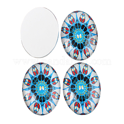 Mosaic Printed Glass Oval Cabochons&nbsp;X-GGLA-N003-13x18-G