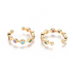 Golden Plated Brass Micro Pave Cubic Zirconia Cuff Earrings&nbsp;EJEW-L244-21G