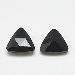 ポイントガラスラインストーンカボション  多面カット  三角形  ジェット  9.5x10x4mm&nbsp;RGLA-T087-10mm-02