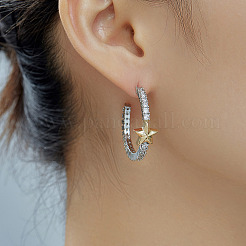 Elegant Brass Clear Cubic Zirconia Star Stud Earrings&nbsp;VM5173