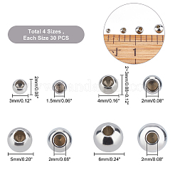 120Pcs 4 Size 202 Stainless Steel Cord End Caps&nbsp;STAS-DC0008-26