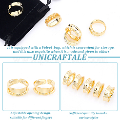 5Pcs Brass Wave Open Cuff Ring for Women&nbsp;RJEW-UN0002-33LG