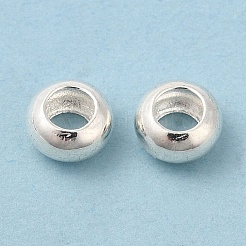 真鍮ビーズ  カドミウムフリー＆鉛フリー  ロンデル  長持ちメッキ  銀  6x3.5mm  穴：2.5mm&nbsp;KK-B073-03S