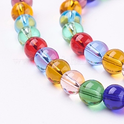 ガラスビーズ連売り  マルチカラー  ラウンド  ミックスカラー  6mm  穴：1mm&nbsp;GLAA-G043-01-6mm
