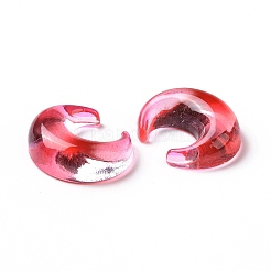 不透明アクリルカボホン  ツートン  ムーン  レッド  23x19x7mm&nbsp;OACR-C010-02B