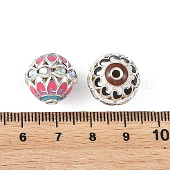 真鍮、合金、ラインストーン、エナメルビーズ  長持ちメッキ  ラウンド  ミックスカラー  プラチナ  15mm  穴：2mm&nbsp;RB-CBA973B-11D-P
