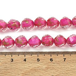 樹脂とガラスビーズの連  二層ビーズ  ツイスト  グリッターパウダー付き  多面カット  ショッキングピンク  10x8~9.5mm  穴：0.6mm  約48~50個/連  19.88''（50.5cm）〜19.96''（50.7cm）&nbsp;GG-CBA48D8-01N