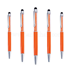 プラスチックボールペン5本  クリスタル入り  オレンジ  146x13x9.5mm&nbsp;AJEW-BT0001-14E