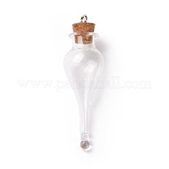 Teardrop Glass Cork Bottle Big Pendants&nbsp;AJEW-A041-01A