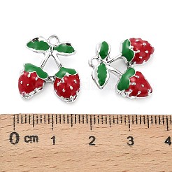 合金エナメルチャーム  イチゴのチャーム  プラチナ  17.5x16.5x5mm  穴：1.6mm&nbsp;ENAM-F155-01P