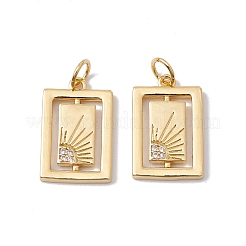 Rack Plating Brass Micro Pave Clear Cubic Zirconia Pendants&nbsp;ZIRC-C040-30G