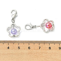 透明アクリルペンダント装飾50個  花  亜鉛合金  チベット風合金と鉄  ミックスカラー  29.5mm  約5色  10個/カラー&nbsp;HJEW-JM04824