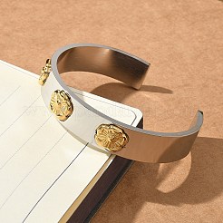女性用フラワー 304 ステンレススチール オープンカフバングル  ゴールデン·ステンレス鋼色  内径：2-1/4インチ（5.6cm）&nbsp;STAS-Z117-07GP