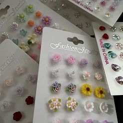 Brass & Enemal Stud Earrings for Women&nbsp;WG6A5D7-01