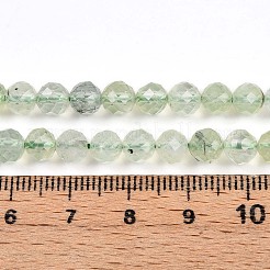 天然石プレナイトビーズ連売り  ファセット加工を施した丸型  5.6~6.5mm  穴：0.8mm  約32~33個/連  7.60~7.83''（19.3~19.9センチメートル）&nbsp;G-S345-6mm-28