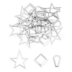 30個3スタイル304ステンレススチールリンクリング  混合図形  ステンレス鋼色  10個/スタイル&nbsp;STAS-UN0018-36P