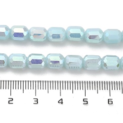 ジェイド風ガラスビーズ連売り  多面カット  コラム  淡いターコイズ  6x7~7.5mm  穴：1mm  約70~72個/連  20.47~20.86インチ（52~53cm）&nbsp;EGLA-D030-05D