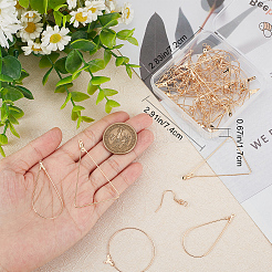 DIY ジオメトリック イヤリング メイキング キット  真鍮のピアスフックとペンダントを含む  リング&ひし形&ティアドロップ  18KGP本金メッキ  64個/箱&nbsp;DIY-BBC0001-44