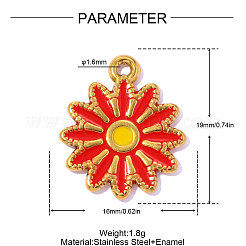 304 Stainless Steel Enamel Pendants&nbsp;STAS-OY018-26G-02
